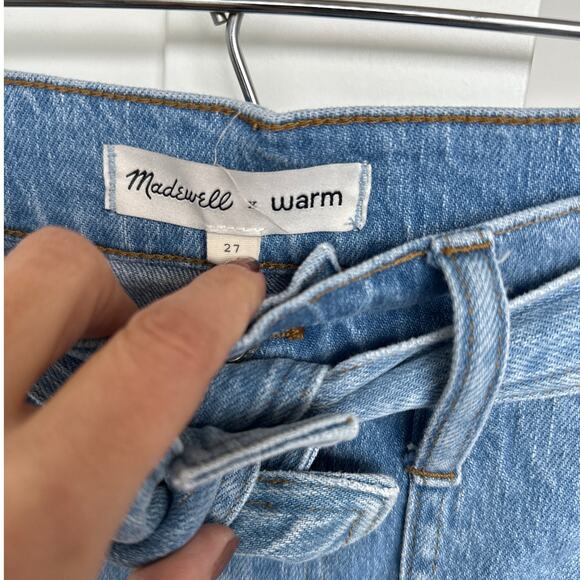 Madewell x Warm Women's High-Rise Belted Wide-Leg Denim Jeans, Size 27, EUC - Picture 3 of 9